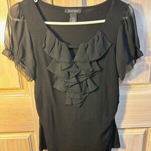 WHBM Black Ruffle Top, Size M, EUC